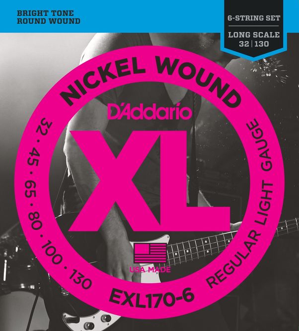 Hovedbilde D'addario EXL170-6 El-bass Nickel Wound 032 - 130 (6-Strängset) Light