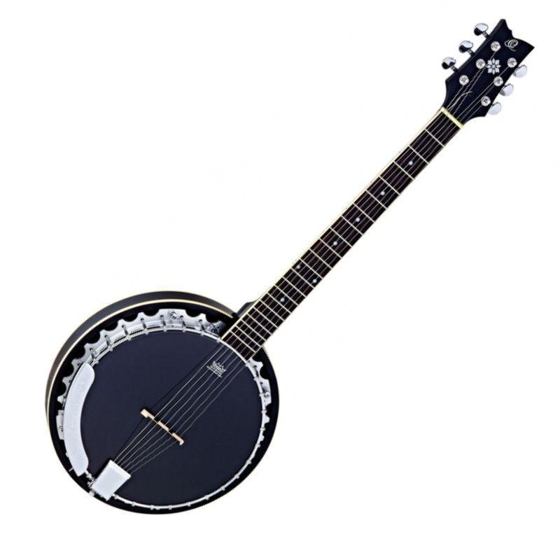 Ortega OBJE350/6-SBK 6-str. Gitar-Banjo, med mikrofon og bag