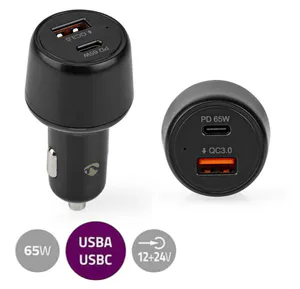 Hovedbilde Nedis Billader 65W, 3.25A, USB-A / USB-C, Fast Charge, PD (Power Delivery) 65W, Smart IC-teknologi