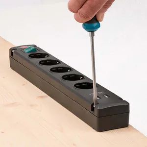 Hovedbilde Brennenstuhl Str&oslash;mforgrener 5-way + 2x USB-A, 3m, sort, -for montering