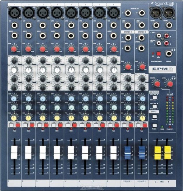 Hovedbilde Soundcraft EPM8 mikser med 8 mono og 2 stereo