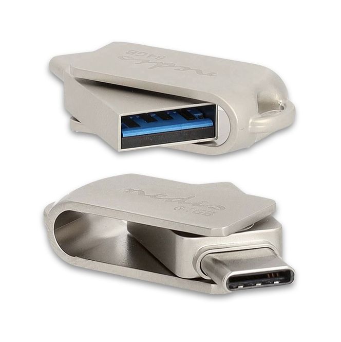 Hovedbilde Nedis 360° Dual USB-C og USB-A 64 GB Minnepenn | 90 MB/s | USB 3.2