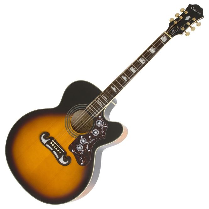 Hovedbilde Epiphone J-200 EC Studio Jumbo Gitar m/ Elektronikk, Vintage Sunburst