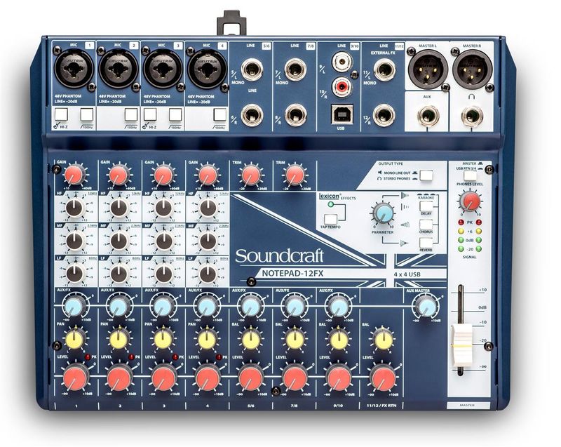 Soundcraft NOTEPAD 12FX, 4 Mik, 2 Stereo, USB, FX