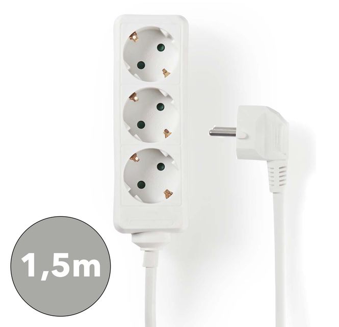Hovedbilde Nedis 3-veis strømforgrener, 1,5m