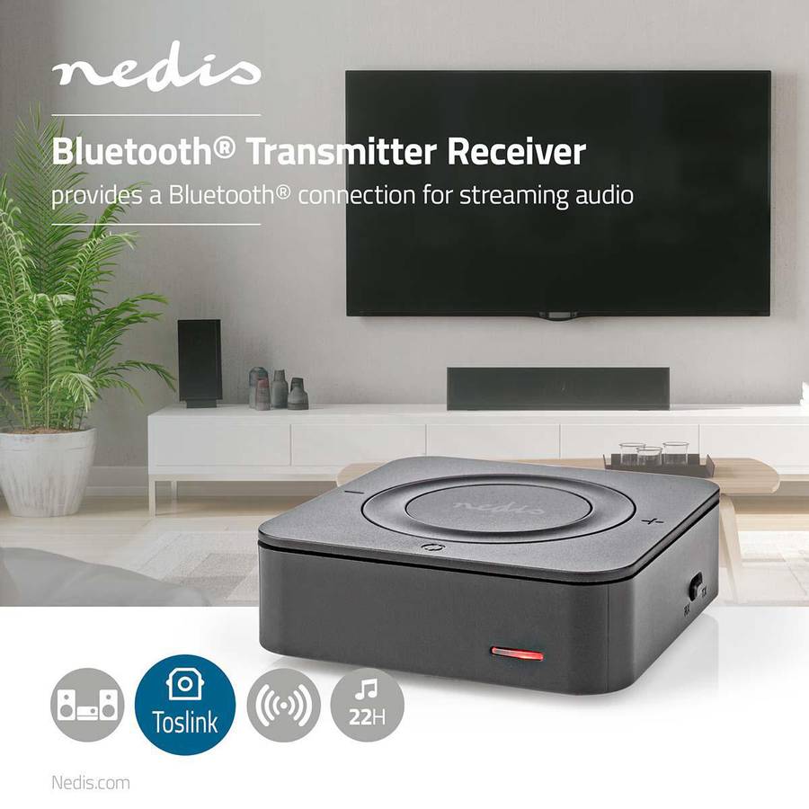 Nedis Trdls Audio Sender / Mottaker Bluetooth, Toslink, Sort