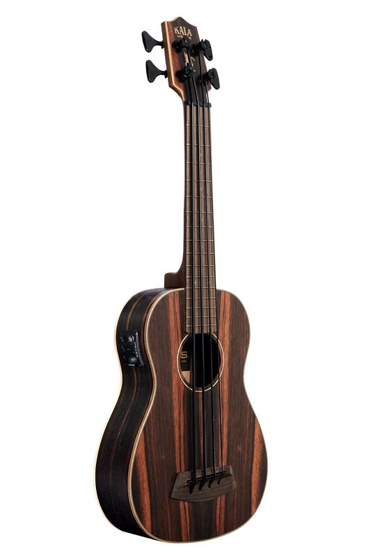 Kala UBass Striped Ebony, Fretted, with Deluxe Bag