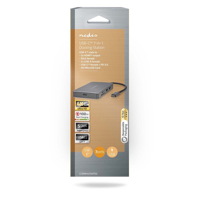 Nedis USB 7-i-1 USB 3.2 Multidokking Adapter