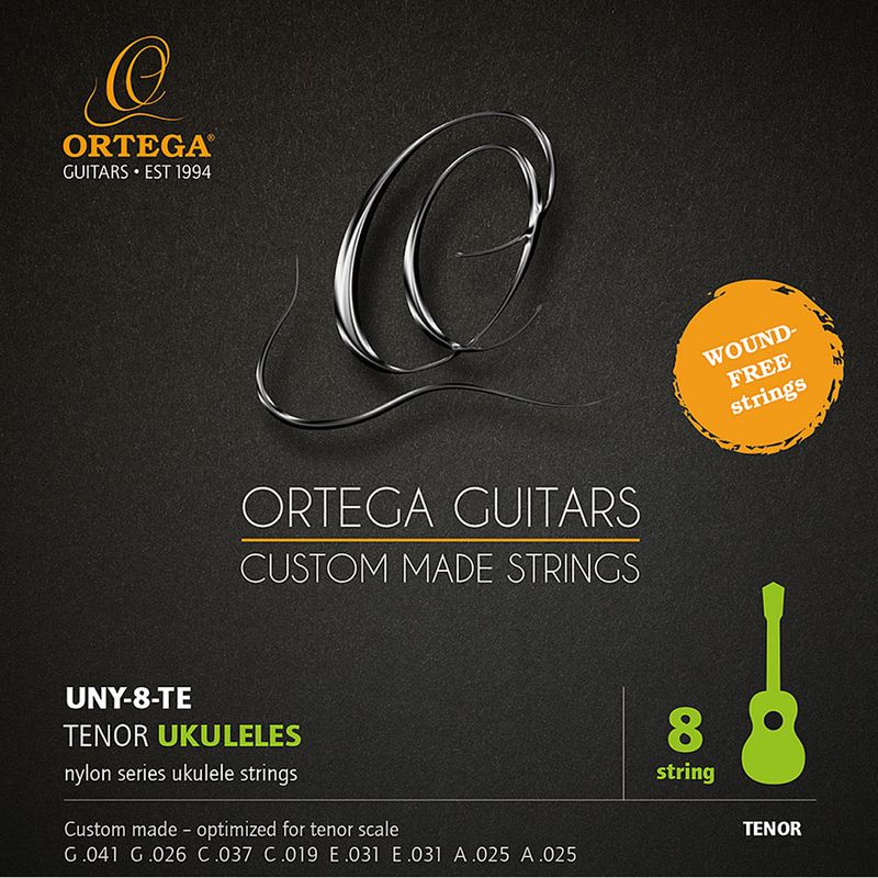Ortega UNY-8-TE strengesett for Tenor Ukulele, 8-strengs