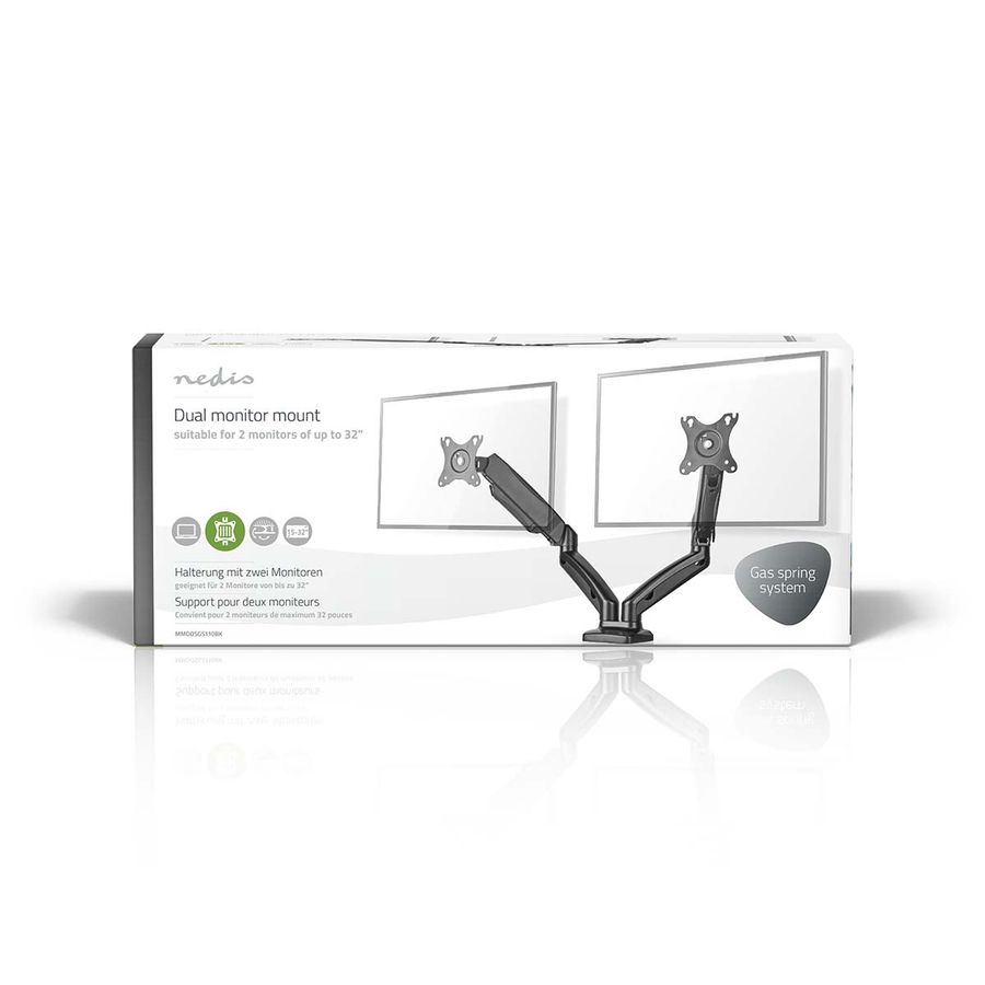 Nedis bordmonteringsarm / stativ for 2 dataskjermer 15-32