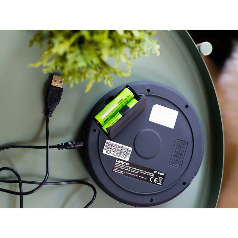 Lenco CD-300BK Bærbar Bluetooth® CD-MP3-spiller med antishock Svart