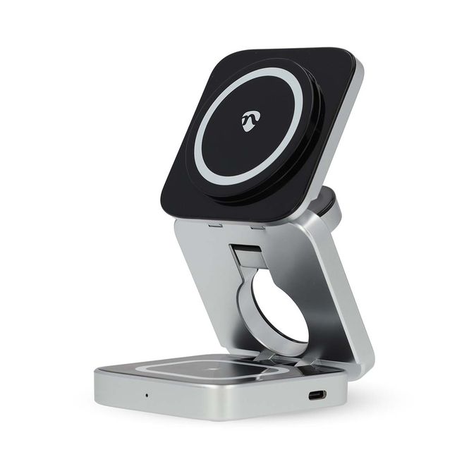 Hovedbilde Nedis 3-in-1 Trådløs lader | 2.5 / 5 / 15 W |Inkludert kabel | USB-A / USB-C™ | 1.00 m