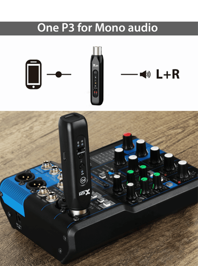 Xvive P3 Stereo Bluetooth-mottakersett for miksere og aktive PA-høyttalere