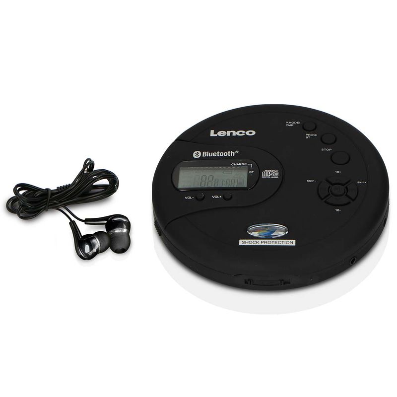 Lenco CD-300BK Bærbar Bluetooth® CD-MP3-spiller med antishock Svart