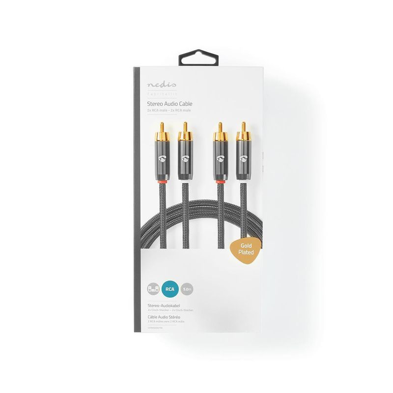 Nedis Fabritallic Stereo Audiokabel 2 x RCA/Phono - 2 x RCA/Phono, 5M
