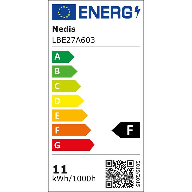 Nedis LED lyspære E27 - A60 | 11W | 1055 lm | 2700 K | Varm Hvit | Frosted