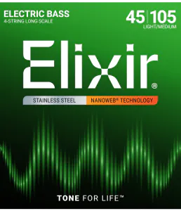Hovedbilde Elixir 14677 Bass Nanoweb Stainless Steel, 4 str. sett, 045-105