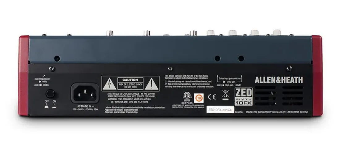 A&H ZED60-10FX, 4 Mono 2 Stereo, USB