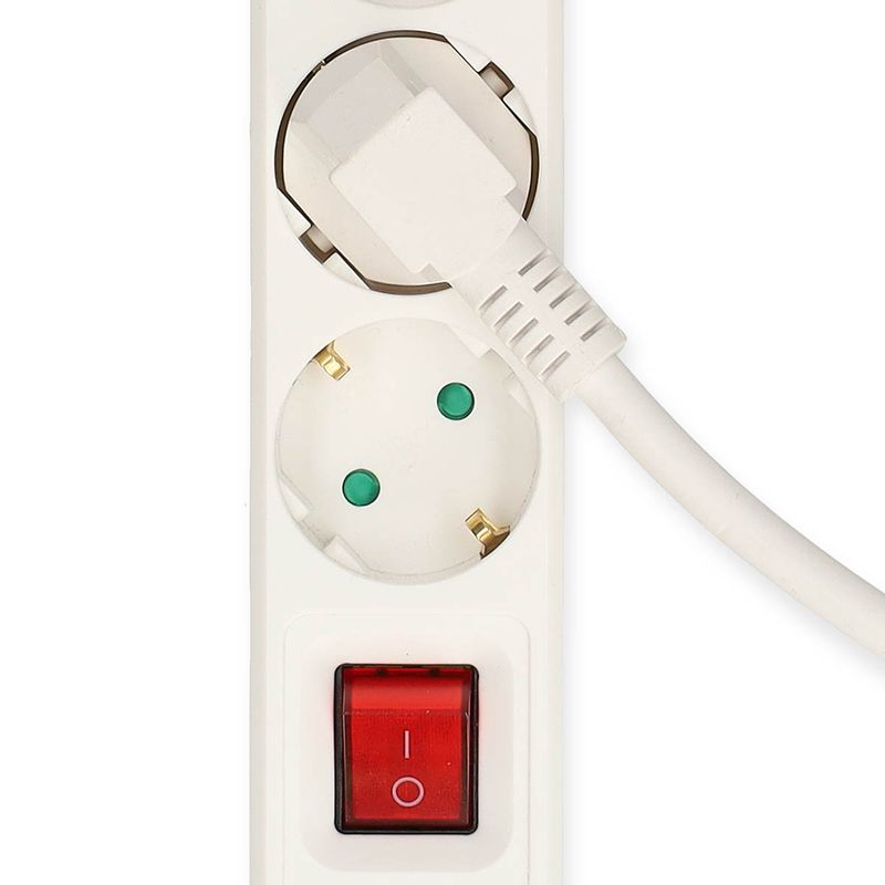 Nedis 5-veis strømforgrener, 3680W, USB-A og C lading, 1,5m kabel,  Av/på-bryter, hvit