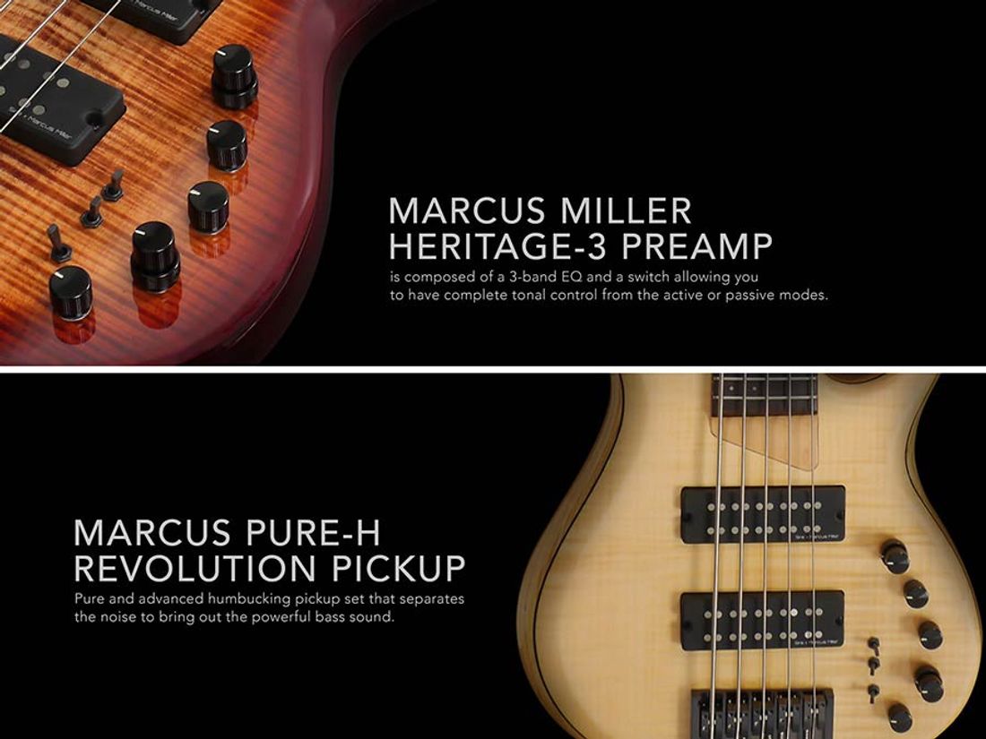 Sire M7+ S5/NT-  2nd Gen Swamp Ash/ Solid Maple 5-string Bass Natural