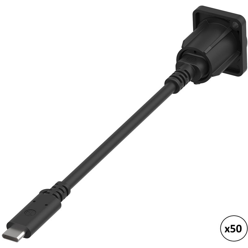 Neutrik USB-C panelkontakt 5 Gbps, 100W, 25 cm