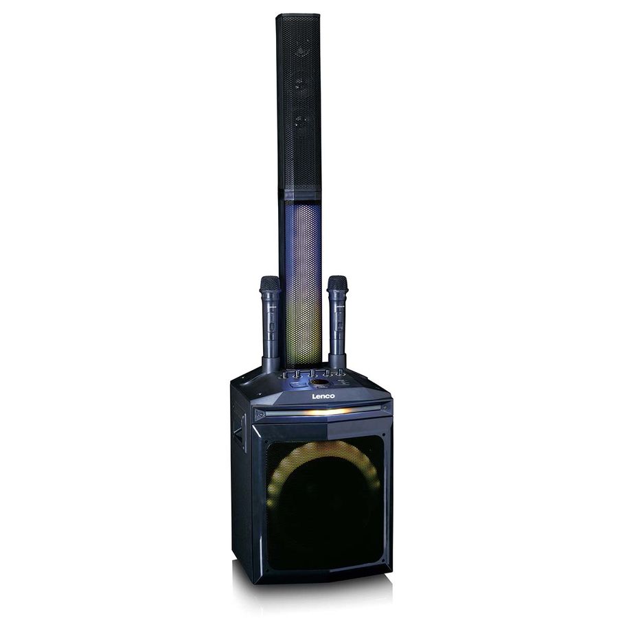 Lenco PA-220BK, 120W partyhøyttaler m/mikrofoner og lys
