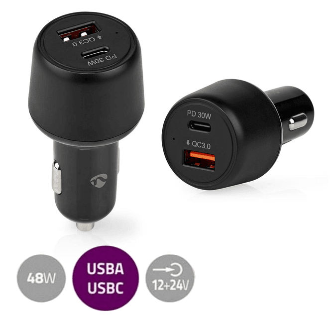 Hovedbilde Nedis Billader 48W,  2x 3.0 A, USB-A / USB-C, Fast Charge, PD (Power Delivery)