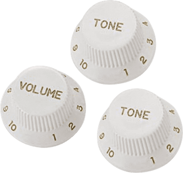 Yellow Parts EZ1215W – Hvite Stratocaster potmetervridere (3 stk)