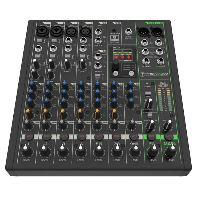 Hovedbilde Mackie ProFX10GO 10-kanals batteridrevet mikser med effekter og USB