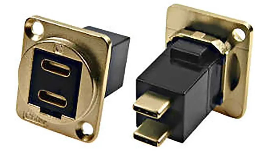 RS PRO Chassi 2 x USB C- panelkontakt USB 2.0 feed-through 