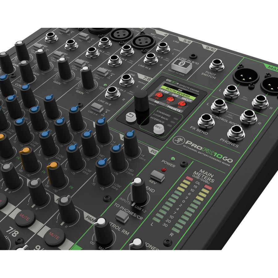 Mackie ProFX10GO 10-kanals batteridrevet mikser med effekter og USB