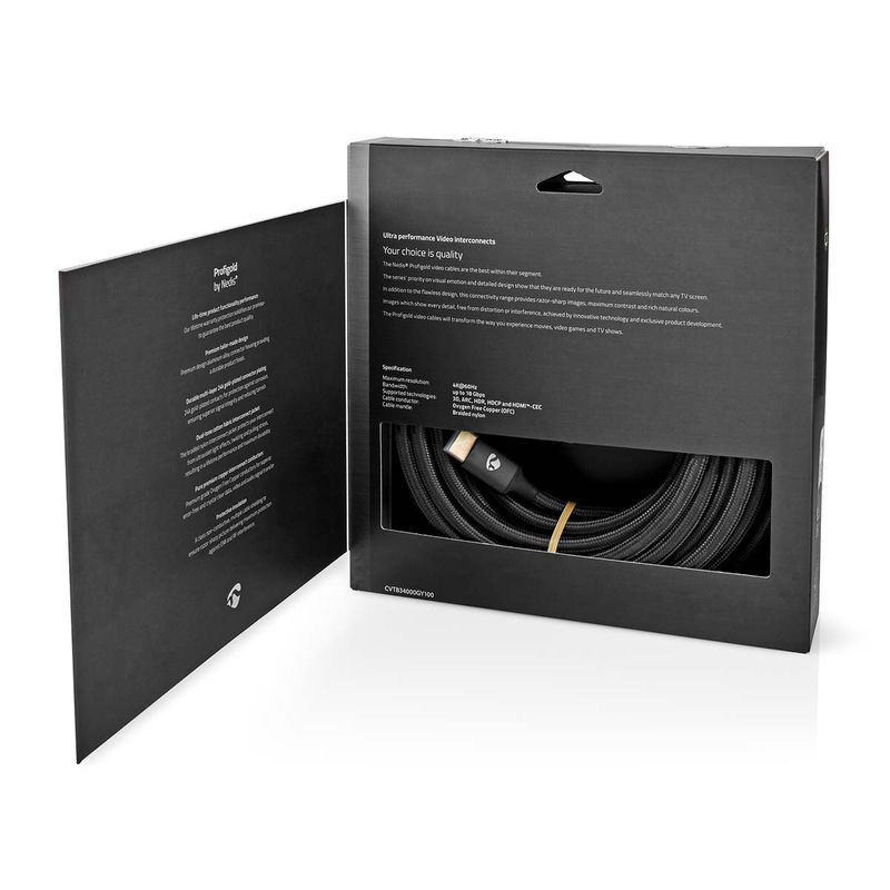 Profigold 10m avansert High Speed HDMI, 4K@60Hz, 18 Gbps, 24k gullbelagte kontakter