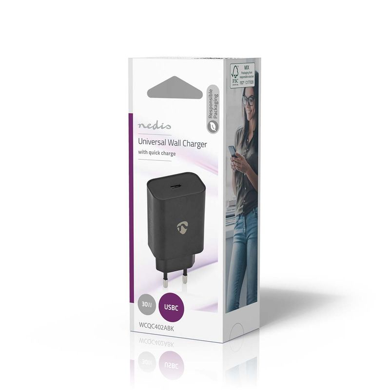 Nedis vegglader 32W USB-C vegg lader med Hurtigladefunksjon