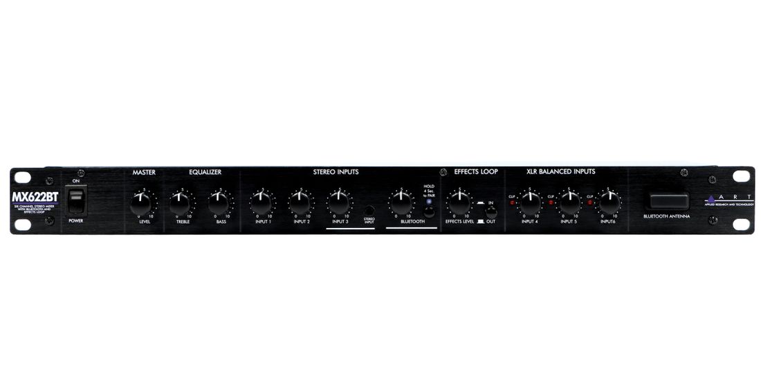 ART MX622BT – 6-kanals stereo rackmikser med EQ, Bluetooth og effektloop