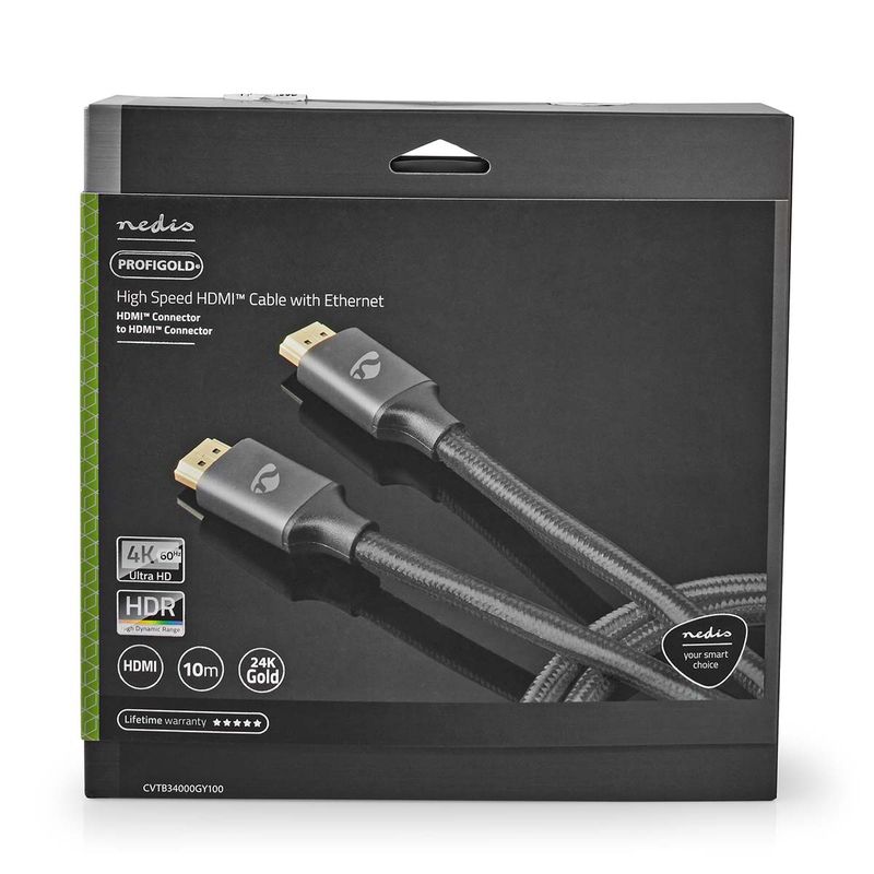 Profigold 10m avansert High Speed HDMI, 4K@60Hz, 18 Gbps, 24k gullbelagte kontakter