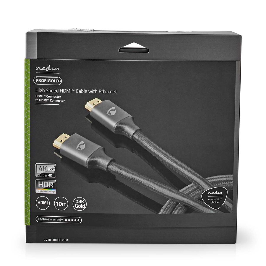 Profigold avansert High Speed HDMI, 4K@60Hz, 18 Gbps, 24k gullbelagte kontakter, 10m