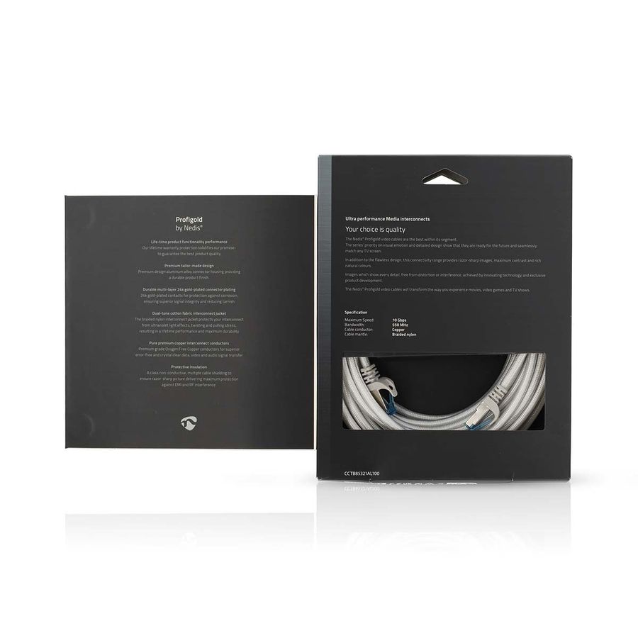 Nettverkskabel Cat6 S/FTP, 10 Gbps, Flettet / PVC, 5m, Profigold
