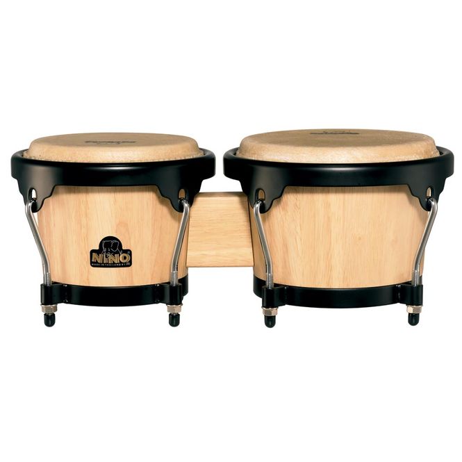 Hovedbilde NINO Percussion NINO3NT-BK Wood Bongo, Natural/Black