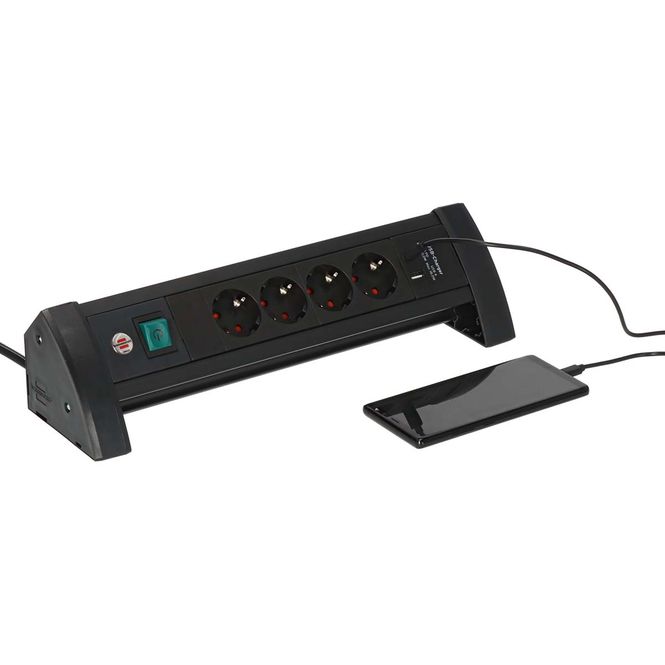 Hovedbilde Brennenstuhl Premium Office Line Plus 4-veis m/USB-C PD 30W, USB-A 18W, 1,8m kabel
