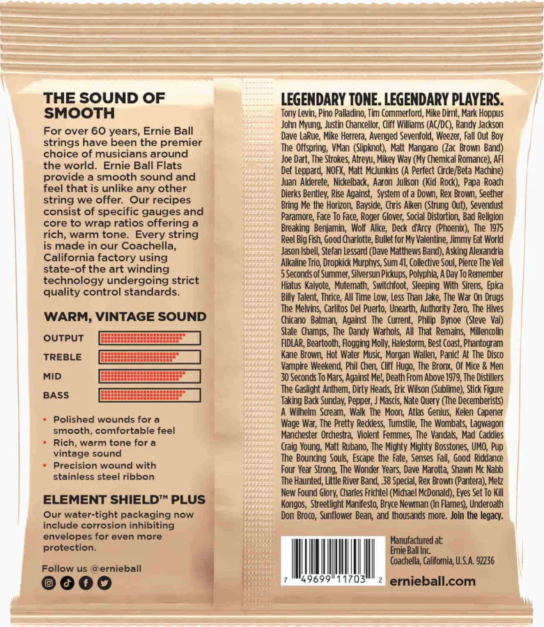 Ernie Ball EB-2801 Flatwound GR2 Short Scale Bass 45-105
