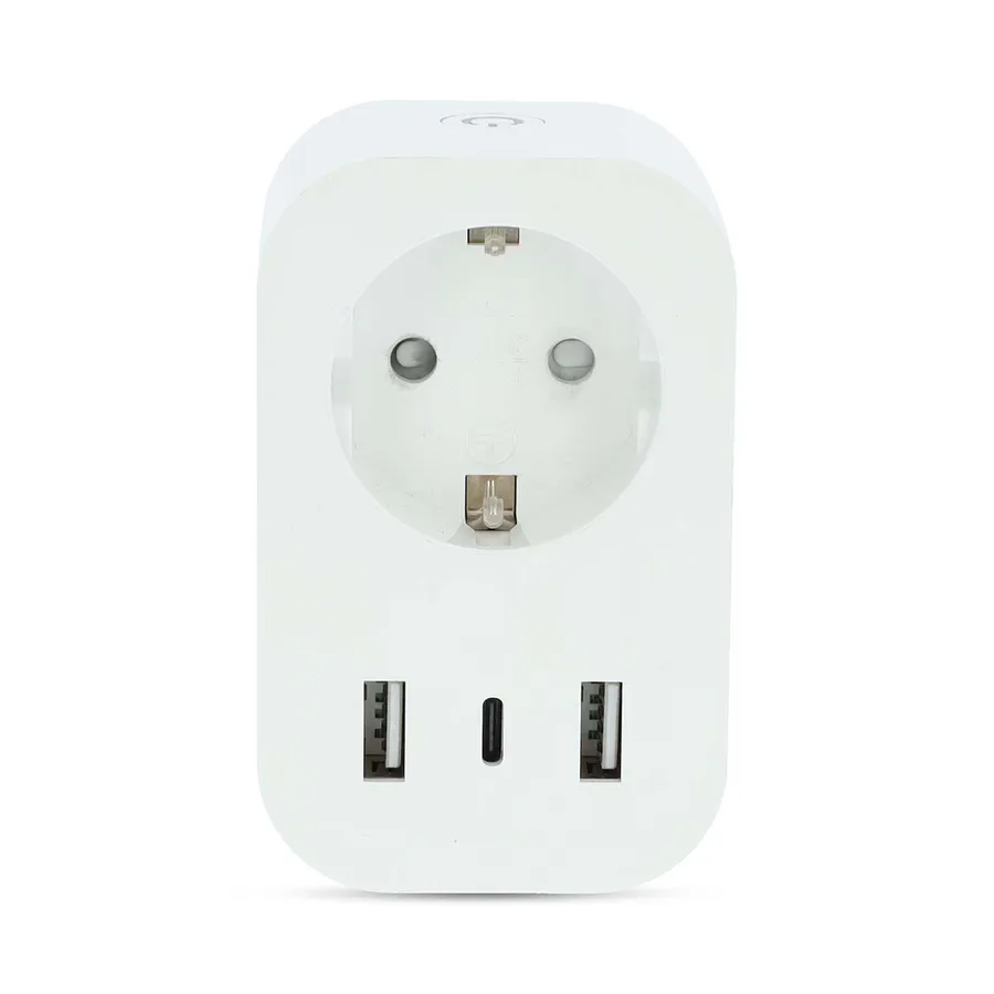 SmartLife Wi-Fi Smart Plug med energimåler, 1x USB-C + 2x USB, 3680 W