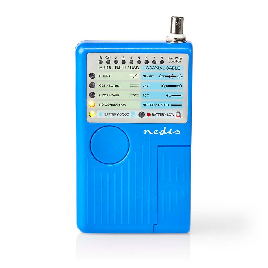Nedis Multifunksjonell  Kabeltester for RJ45-, RJ11-, BNC- og USB-A-B-kabler